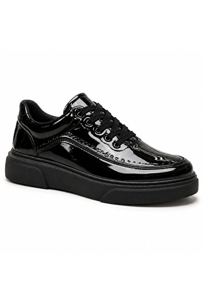 BESKAR Kb X12 Black Patent Leather Men's Shoes - Easy-To-Clean Shiny Casual S...
