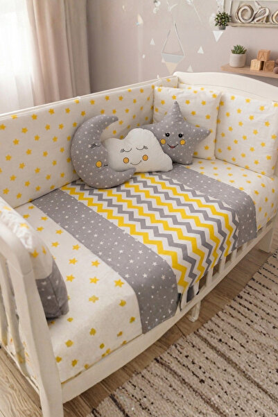 Kista Baby طقم غطاء لحاف أطفال منقوش باللون الأصفر - 80x140