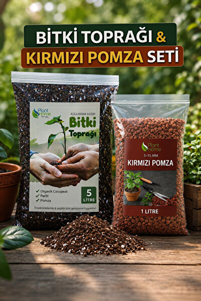 Plant Home Power Mix Bitki Toprağı & Kırmızı Pomza Seti | 5 L Bitki Toprağı +...