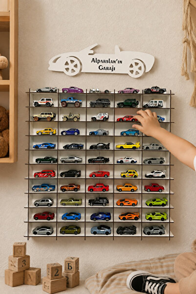 My Kids Room Kişiye Özel İsimlikli Araba Rafı 50'li Beyaz Renk (HOTWHEELS VE ...