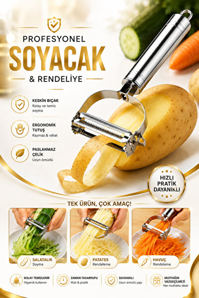 AYGÖREN HOME Paslanmaz Çelik Jülyen Soyacak Patates Sebze Soyacağı