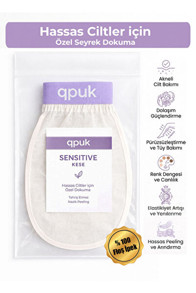 qpuk Sensitive Kese – 100% Fluffy Silk Bath Shower Exfoliating Glove for Sens...