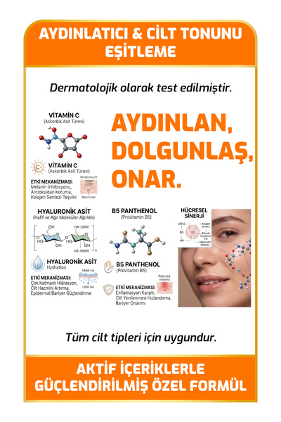 New Essentials Aydınlatıcı & Cilt Tonu Eşitlemeye Yardımcı Vitamin-C Serum (Hyaluronic Acid+ B5)