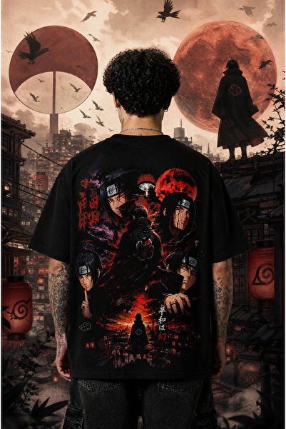 Ninkasiwear Uchiha Itachi Naruto Anime Unisex Oversize 24/1 Pamuk Tişört - Öz...
