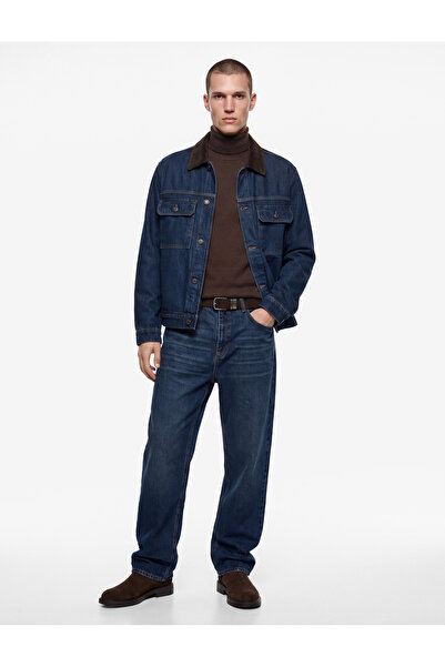 Koton Comfortable Fit Contrast Shirt Collar Jean Jacket with Cotton Lined Poc...