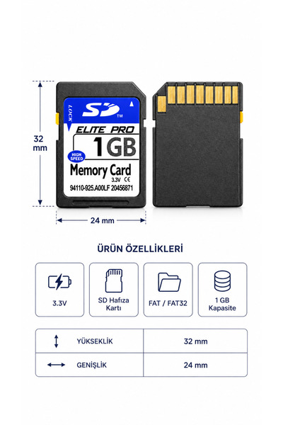 ULTRATEKNO Elite Pro 1gb Sd Hafıza Kartı Secure Digital Flash Memory