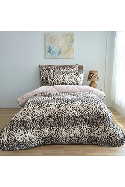 Arma Concept Single Leopard Patterned Wellsoft Sleep Set & Quilt + 2 Pillowca...