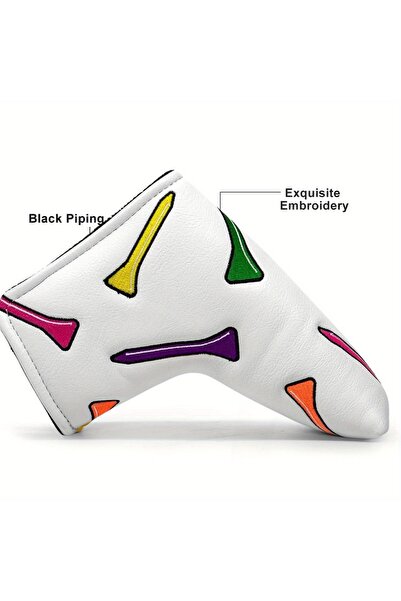 Choice WHITE Golf Putter Cover Blade Putter ClubHead Cover Headcover puLeathe...