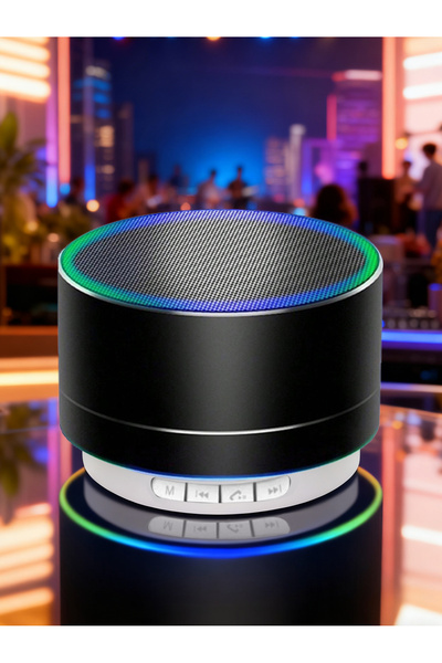Choice مكبر صوت بلوتوث أسود مضيء بتقنية RGB مع ملمس معدني، شريك صوتي جديد للف...