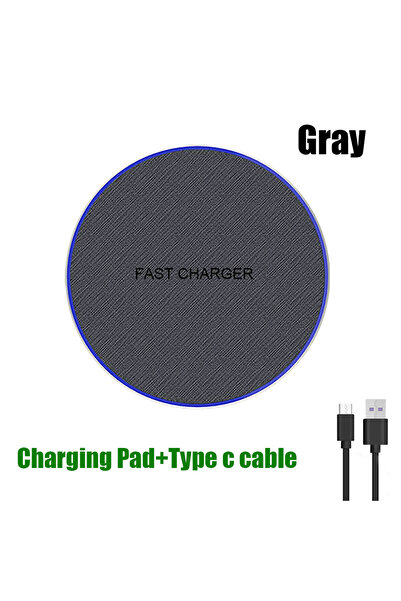Choice With Cable Gray Wireless Charger Pad for iPhone 17 16 15 Pro Max Samsu...