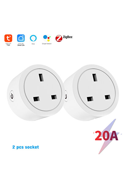 Choice7 100-240V UK 1 Zigbee-20A-2pcs Tuya Smart Plug UK, WiFi Zigbee Socket ...