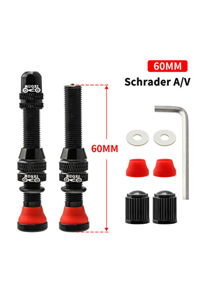 Choice1 60mm Black MUQZI 2PCS 60mm Schrader Valve MTB Road Bike A/V Tubeless ...