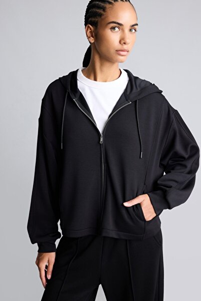 DeFacto Ultra Yumuşak Oversize Fermuarlı Kapüşonlu Cepli Basic Sweatshirt Hır...