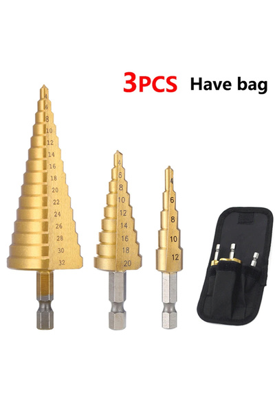 Choice1 Hexagonal Set 2 3pcs/set Step Drill Bit Set Titanium Plated Hex Shank...