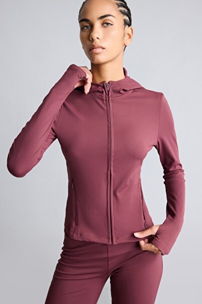 DeFacto Warm Slim Fit Hooded Soft Fleece Zippered Sports Cardigan H5289Ax26Au