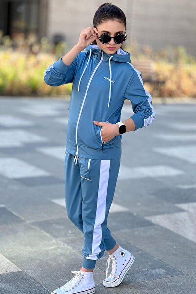 Pina Kids Girl's Scuba Potential Thick Striped Hooded Diving Fabric Tracksuit...