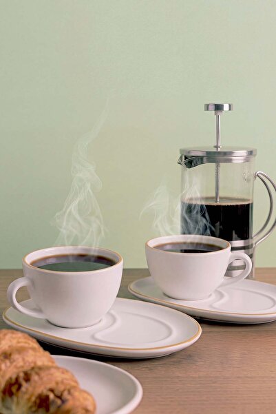 Rivaİstanbul Gold Line Damla Coffee Presentation Set for 2 People - 4 Pieces