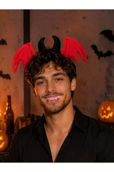 Parti Adresi Cadılar Bayramı Yarasa Taç Vampir Diş Set Halloween Parti Aksesuarı