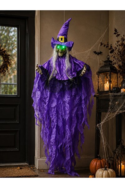 Parti Adresi Cadılar Bayramı Cadı Figürlü Asılabilir Halloween Hareketli Işık...