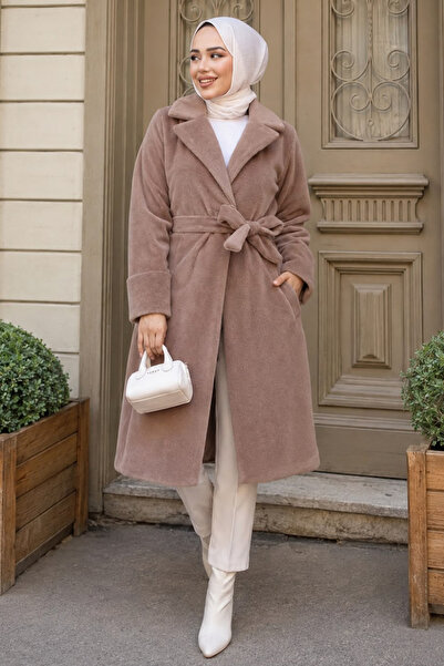 N.S NEVA STYLE Belted Mink Hijab Suede Cap 62451V