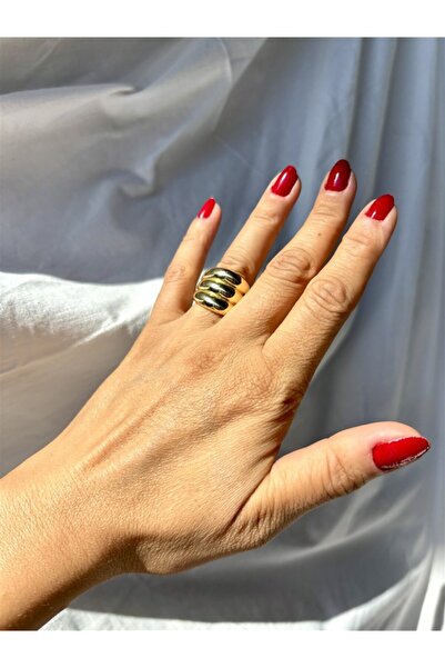 Gözde Tasarım Butik Women's Special Series Vip Steel Stone Gold Gold Color Ring