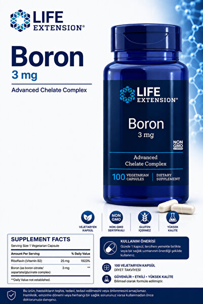 Life Extension Boron 3 mg Vitamin B2 Supports Healthy Bones Optimal Bone Meta...