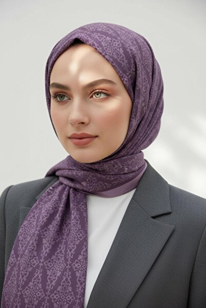 Vissona KREP BAROK DESENLİ GÜL KURUSU RENKLİ KIRIŞMAZ ŞAL