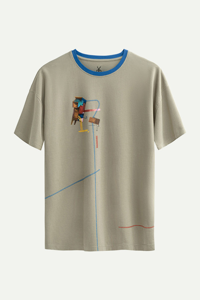 KAFT Tricou gri oversize/relax pentru bărbați - 100% bumbac |   (Nclot)
