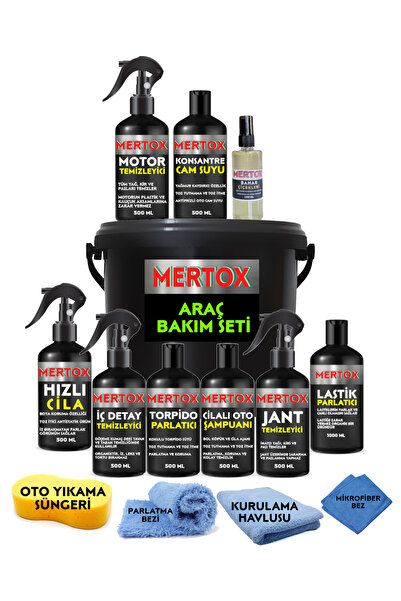 MERTOX 16’lı Efsane Full Set Araç Araba Oto Yıkama Bakım Temizlik Seti Kovalı...