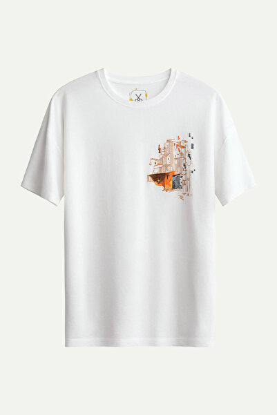 KAFT White Men's Oversize / Relax T-Shirt - 100% Cotton |   (Yor)