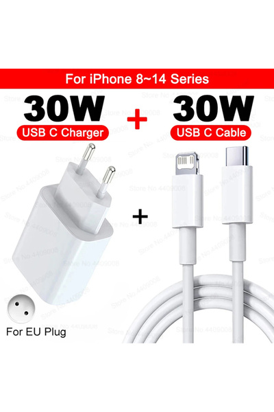 Choice EU 2IN1(8-14 Serie) For Apple 30W Charger USB Type C Fast Charger For ...