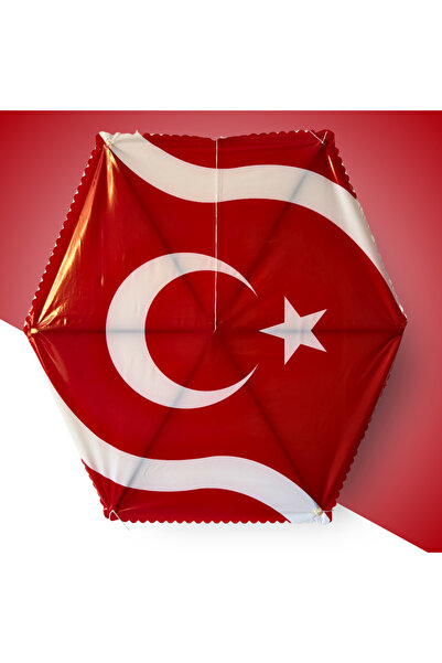 GÜLEN UÇURTMA Naylon Altıgen Uçurtma / Türk Bayraklı