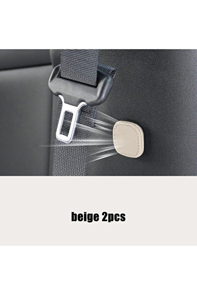 Choice1 BEIGE 2PCS Magnetic Car Seat Belt Holder Fixing Clip Pu Leather Seatb...