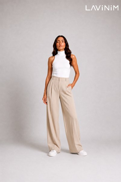 LAVİNİM Ženske palazzo pantalone širokog kroja