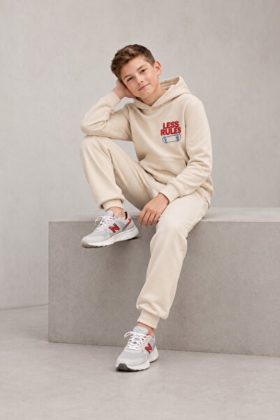 Joi Kids Erkek Çocuk Baskılı Hooded Eşofman Takımı 2 İplik Sweatshirt ve Eşof...