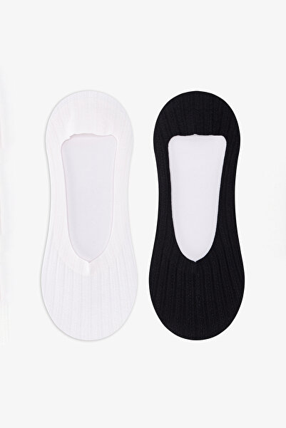 Penti Siyah Beyaz Seamless Jacquard 2'li Babet Çorabı