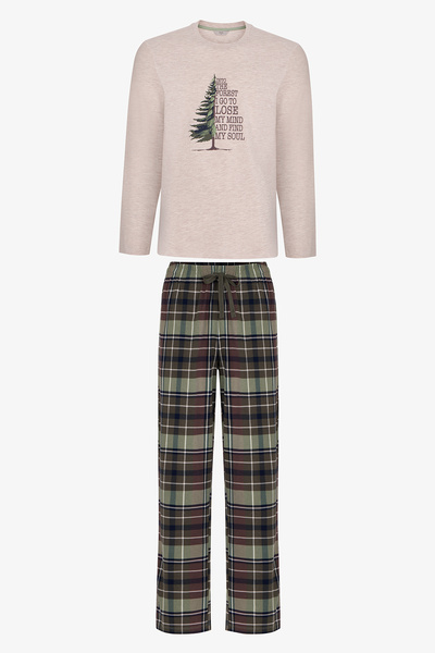 Penti Men's Pine Forest Plaid Pants Long Sleeve Pajama Set