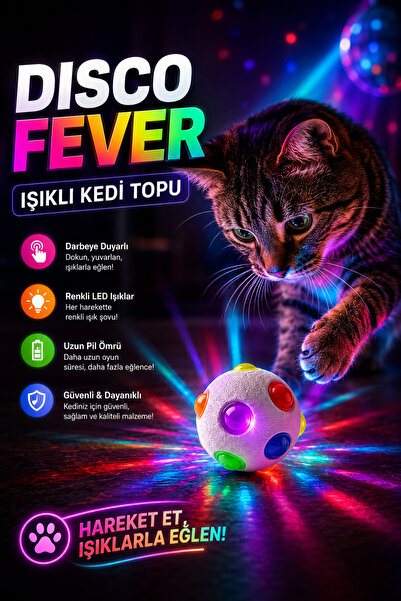 House Bird Darbeye Duyarlı Işıklı Kedi Topu Otomatik Hareketli Renkli LED İnt...