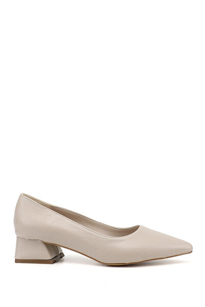GÖNDERİ(R) Women's Leather Pointed Toe Short Thick Heeled Shoes