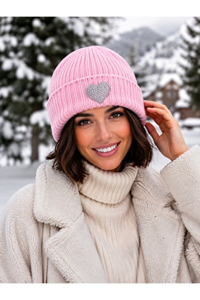 byebruketenci Pink Children and Teenagers Beret Silvery Grey Heart Punch Patt...