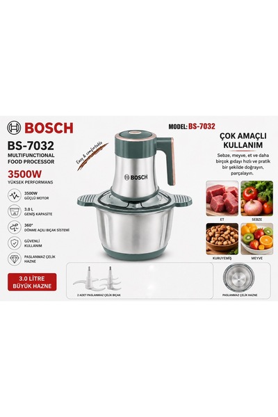 Bosch 5L Profesyonel Mutfak Robotu Çok Amaçlı Doğrayıcı /Paslanmaz Çelik 3500W