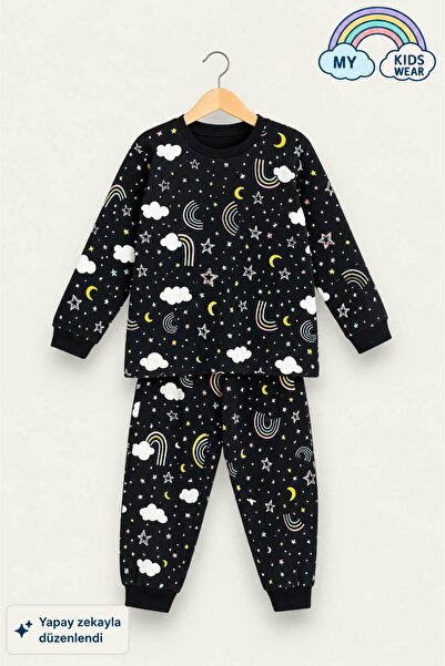 My Kids Wear Children's Cotton Patterned Double Pajama Set 4-8 Years Old 12233