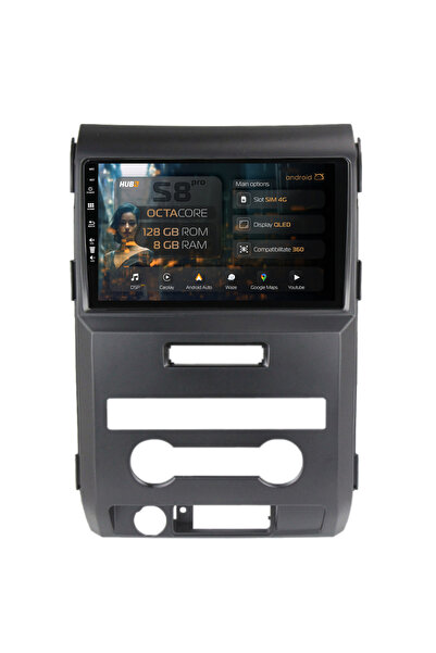 HUB64 Navigație Android Ford F150 (2008-2014), 9 inch, 8GB RAM, CarPlay și An...