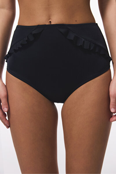Penti Siyah New High Ruffle Yüksek Bel Bikini Altı