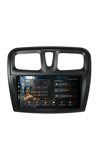 HUB64 Navigație Android Dacia Logan / Sandero, 9 inch, 6GB RAM, CarPlay și An...