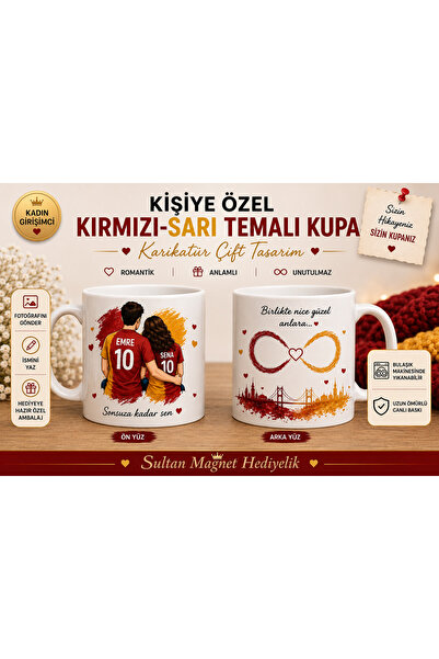 Sultan magnet hediyelik Kişiye Özel Taraftar Kupa Bardak Karikatür Çift Tasar...