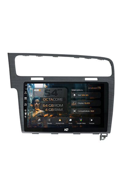 HUB64 Navigatie Android Volkswagen Golf 7, 10.1 inch, 4GB RAM, CarPlay si And...