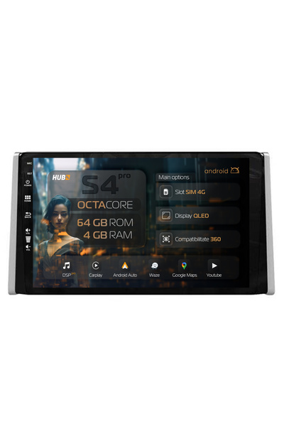 HUB64 Navigație Android Toyota RAV4 (2018+), 9 inch, 4GB RAM, CarPlay și Andr...