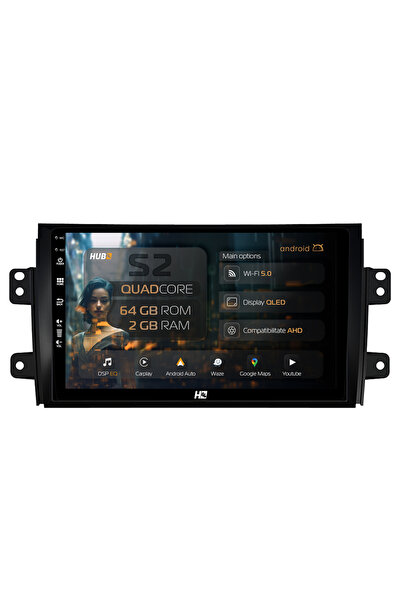 HUB64 Navigație Android Suzuki SX4 / Fiat Sedici, 9 inch, 2GB RAM, CarPlay și...