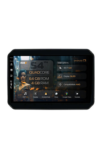HUB64 Navigație Android Suzuki Ignis (2016+), 9 inch, 4GB RAM, CarPlay și And...